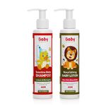 Babyorgano Baby Shampoo & Baby Body Lotion Hair & Skin Nourishment Combo for Newborns and Children (200ml Each) | Ayurvedic Goodness with Natural Ingredients