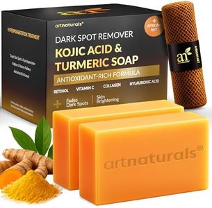 Artnaturals Kojic Acid Soap + African Net Sponge (2 pack X 142g Turmeric bars) Dark spot remover & Scars - Original Japanese Complex Vitamin C, Hyaluronic Acid, retinol, shea butter (Citrus)
