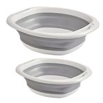 2 Pack Collapsible Wash Basin, Portable Wash Basin with Handles for Kitchen Sink Fruits Vegetables Home Camping Easy Storage (Grey)