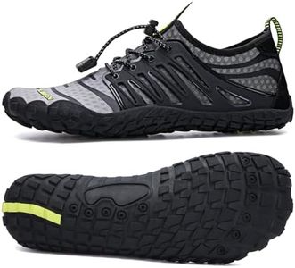 UBFEN Water Shoes Aqua Shoes Swim Shoes Mens Womens Beach Sports Quick Dry Barefoot for Boating Fishing Diving Surfing Grey Black Color Size US 6 Women 5 Men