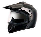 Vega Off Road ISI Certified Gloss Finish Full Face Dual Visor with Peak Helmet for Men and Women Outer Clear Visor and Inner Smoke Sun Visor(Black, Size:L)