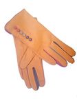 Vera Tucci TIFFANY G01 Leather Multi Colour Button & Fingers Glove (SM, MUSTARD)