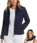 Weatherproof Womens Puffer Jackets - Packable Travel Neck Pillow Alternative Down Puffer Jacket Women (S-XXL), Navy