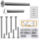 VIGRUE 145PCS Extra Long Outlet Screws Long Electrical Outlet Screws Wall Plate Screws White Machine Screws Device Mounting Screws Outlet Plate Screw Faceplate Screw