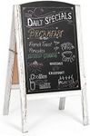 Ilyapa A-Frame Chalkboard Sidewalk Sign - Rounded Top Folding Standing Sandwich Sign for Restaurant, Office, Weddings - Rustic White, 18 x 31.5