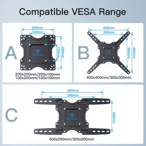 PERLESMITH TV Wall Mount Bracket for 26-60” Plasma & Curved TVs – Tilt, Swivel, Extension, Max 35kg, Universal VESA 400x400