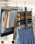 MORALVE Skirt Hangers Space Saving - European Beechwood Shorts Hangers & Skirt Hangers - Women Space Saving Skirt Hangers with Clips - Closet Organizers & Storage 5 Tier Skirt Hanger Skirt Organizer