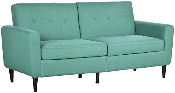 HOMCOM 3 Seater Sofa, Upholstered Couch for Bedroom, Modern Sofa Settee with Padded Cushion, Button Tufting and Wood Legs for Living Room, Green