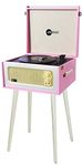 Arkrocket 3-Speed Bluetooth Record Player Retro Turntable with Built-in Speakers and Removable Legs [ Limited Edition ] (Pink/White)