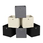 SONGMICS Set of 6 Storage Boxes, Non-Woven Fabric Foldable Storage Cubes and Toy Clothes Organiser Bins, 2 Grey+ Black+ Beige RFB06GHM,30 x 30 x 30 cm