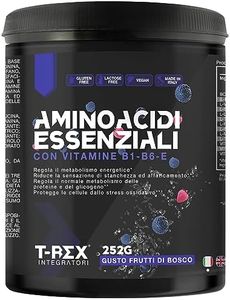 EAA Aminoacidi Essenziali con mix di vitamine B1, B6 ed E - Integratore di amminoacidi naturali vegan ottenuti da fermentazione T-Rex Integratori (Polvere, Frutti di Bosco)
