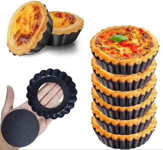 6Pcs/Set Mini Tart Pan Egg Tart Molds with Removable Bottom Non-Stick Pie Pizza Cake Round Mould Tins Tarts Quiche Pan Bakeware (12CM)