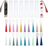 26 PCS Bookmark Epoxy Resin Mold, 6Pcs Silicone Bookmark Resin Moulds with 20 Pcs Colorful Tassels, DIY Transparent Resin Casting Bookmark Mould for Resin Jewelry Craft Decoration