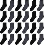 GENTABY Boys Girls Toddler Socks- Attractive Soft Elastic Baby Socks -24 Packs Black White Gray for 4-7 Years Kids Daily School Socks