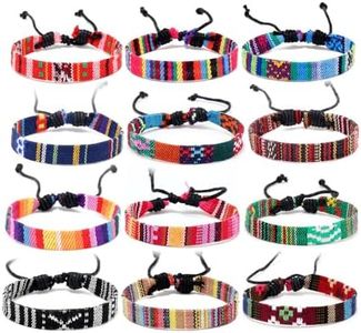 Rhys 12 Piezas Amistad Pulsera Tejidas a Mano Multicolor Ajustable Trenzada para el Día de San Valentín, Cumpleaños, Aniversario