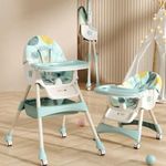 Meditive Folding Baby High Chair Recline Highchair Height Adjustable Feeding Seat Wheels Multi-Functional Foldable Baby Feeding Highchair