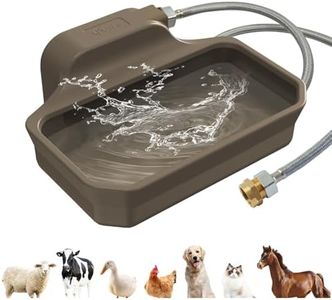 FICUSWIN 135OZ Automatic Water Dispenser for Dogs Patented Automatic Dog Water Bowl Fit 3/4'' GHT Male Faucet Outdoor Large Dog Water Bowl Include Water Hose Copper Connector Large Drinking Area Brown