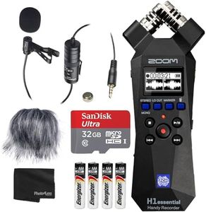 Zoom H1essential Handy Recorder Bundle with Professional Lavalier Condenser Microphone, 32GB microSDHC Card, Furry Microphone Windscreen, 4 AAA Alkaline Batteries, and More!