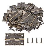 40 Pieces Jewelry Box Hinges Bronze Engraving Design - Hinge Repair Kit for Antique Box Hinge, Vintage Tool Box Hinge, Decorative Wooden Cases, Gift Boxes, Wine Boxes