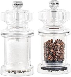 Cole & Mason 675 Salt and Pepper Mill Set, Precision+/Ceramic Mechanisms, Adjustable Salt and Pepper Grinders, Acrylic, 118mm, Cooking/Seasoning, Lifetime Mechanism Guarantee