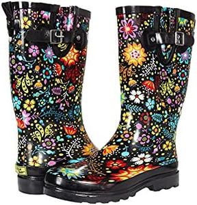 Western Chief Women's Garden Play Rain Boot,Black,9 M US