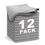 WEAWE Microfiber Cleaning Cloth - Gray 12-Pack 13"x13" Reusable Ultra Soft & Super Absorbent, Lint-Free Micro Fiber Washable Towels Non-Scratch Streak-Free for Housekeeping Kitchen Car Multipurpose