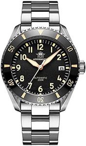 ADDIESDIVE Diver Watch Automatic Steel 200M Waterproof Black Textured Dial Luminous Sapphire Glass, Diver,Mechanical,Automatic Watch