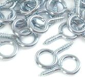 100x Heavy Duty Small Steel Screw in Eye Hooks - 20mm Frame/Loop/Ring Wall Hangers