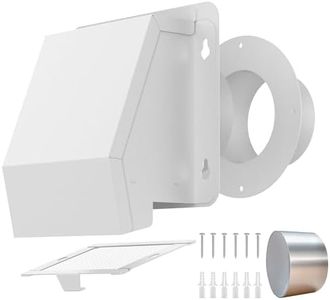 8" Dryer Vent Cover Outside with Flange, Hooded Wall Vent with Removable Mesh for Exterior Wall, Galvanized Steel Exhaust Vent Cap for Bathroom & Kitchen, Outdoor Air Vent, White