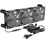 GDSTIME Big Airflow 3 X 120mm X 38mm Fans,DC 12V Electric Axial Cooling Fan with AC 100V - 240V Speed Control and Rubber Feet, for Cabinet Chassis Server Workstation Cooling