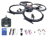 Efaso Quadcopter – Headless Version Oct 2016 UDI U818 A 2.4GHz 4 Channel RC Quadcopter With HD 2 MP Camera, Protection Ring LED Light, Headless and retrieval of Keyboard Flip Function Including 2 x Battery + Power Batteries Pack of 2 Batteries Ready to Fly