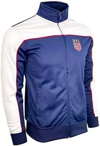 Just 4 Kicks Boy's USA Track Jacket, U.S. Full Zip Sweater Jacket For Kids (YL)