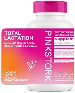 Pink Stork Total Lactation Supplement for Breast Milk Supply, Organic Fenugreek and Alfalfa to Support Breastfeeding, Milk Flow, and Production, Postpartum Essentials - 60 Capsules