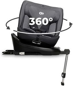 Kinderkraft I-360 Silla de coche, I-SIZE 40-150 cm, Isofix, Silla coche bebé, para niños, Ajustable, Sillade, RWF, FWF, Universal para coche, Asiento de coche, 360º, Grupo 0+/1/2/3, 0-36 kg, Gris
