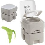 TANGZON 20L Portable Toilet, Outdoor Flushing Toilet with Removable Tank & Anti-Leak Sealing Valve, Compact Porta Emergency Toilet for Camping Road Trip (Round Flush Pump, Without Level Indicator)