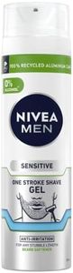 NIVEA MEN Sensitive One Stroke Shave Gel (200ml), Shaving Gel for Men with Chamomile Extract + Vitamin E, Shaving Gel and Beard Softener, Shaving Gel Men Sensitive