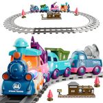 Train Set for Toddlers, Magnetic Train Toys for Toddlers 3+ Electric Train Set with Train Tracks Accessories Battery Operated, 4pcs Trucks Toy Train for Boys and Girls