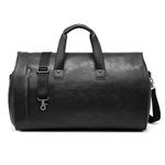 Garment Duffle Bags for Travel,Convertible Carry on Garment Bag with Shoe Compartment,2 in 1 Faux Leather Waterproof Travel Suit Bag with Shoulder Strap for Men Women (Black)