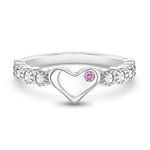 925 Sterling Silver Clear & Pink Cubic Zirconia Heart Ring Band for Little Girls Size 4 - Beautiful CZ Hear Shaped Rings For Little Girls - Pink and Clear Rings for Girls Birthday Gift