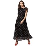 StyleStone Women's Fit and Flare Maxi Dress (3420BlkMariaMaxiS) Black