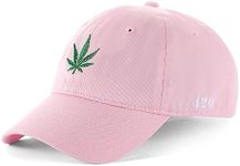 Baseball Cap for Men and Women Adjustable Strapback Embroidered Marijuana Leaf Weed 420 Graphic Low Profile Dad Hat (Pink Low Crown)