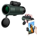 Monocular Telescope, K&F Concept 12X50 BAK4 Prism Waterproof Monocular and Smartphone Adapter Low Light Night Vision for Bird Watching, Hunting, Camping,Travelling and Concerts with Carrying Bag