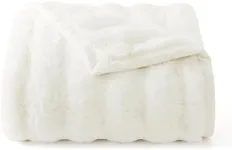 Bedsure Faux Fur Blanket, White Soft and Fluffy Blanket, Fuzzy Cozy Plush Throw Blanket for Couch, Sofa and Bed, Thick and Warm Blanket, Luxury Decorative Blanket 50x70 inches