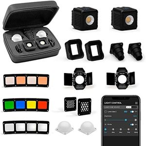 Lume Cube - Professional Lighting Kit 2.0 - 20-Piece LED Lighting Kit - with Diffusion and Gels - Adjustable Brightness - Bluetooth Control - for Photo and Video