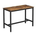 VASAGLE Bar Table, Industrial Kitchen Table, Dining Table With Solid Metal Frame, for Cocktails, Bar, Party Cellar, Restaurant, Living Room, Wood Look, 120 x 60 x 90 cm LBT91X