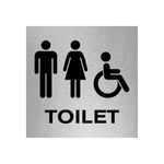 Slimline Aluminium Male, Female Accessible Toilet Sign from ViroDisplay® - Rigid Brushed Silver 150 x 150mm - Durable Printed Surface - Self-Adhesive Fixing (1)