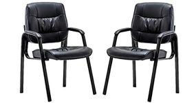 BTEXPERT Sleek Premium Leather Office Executive Waiting Room Guest/Reception Side Conference Chair, Black Set of 2, (5046BL-2)