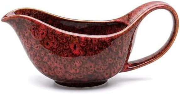 Gravy boat with drip-proof spout. 24-ounce large-capacity ceramic pitcher, perfect for holding sauces, gravy, and cream. Large handle, microwave safe, dishwasher safe. (red)