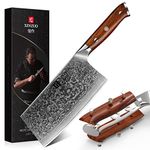 XINZUO Cleaver Knife, Damascus Steel 7 Inch Chinese Chef Knife Professional Butcher Knife Sharp Kitchen Knife Meat Vegetable Knife, Ergonomic Rosewood Handle-Yu Series