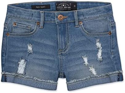 Lucky Brand Girls' Cuffed Jean Shorts, Stretch Denim with 5 pockets, Mid to High Rise Waist, Ronnie Ada, 10